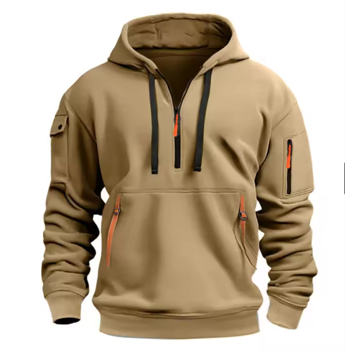 Sudadera con capucha para hombre, chaqueta deportiva informal con bolsillos, - 1