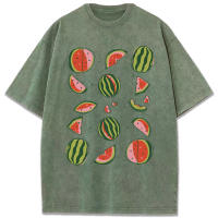 Camisetas lavadas con estampado abierto de sandía para mujer, Camiseta de algodón Y2K, Top holgado de Hip Hop, ropa suave y transpirable - details 42