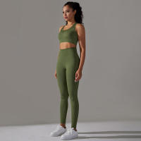 Conjunto de Yoga sin costuras para mujer, ropa deportiva para gimnasio, sujetador de entrenamiento, mallas para correr de cintura alta, para Fiess - details 14