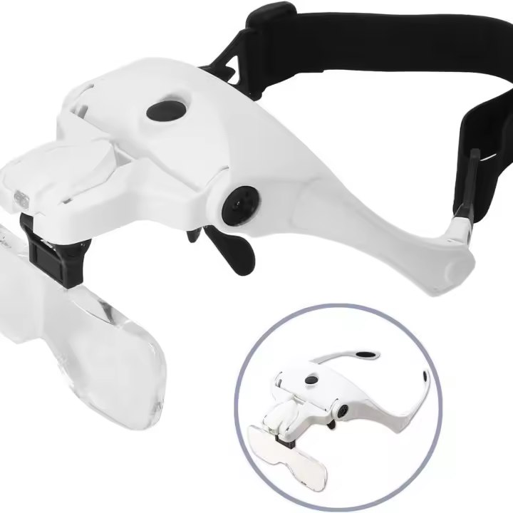 Lupa con luz para trabajo de primer plano, lupa de cabeza de mira recargable con 2 LED - 1
