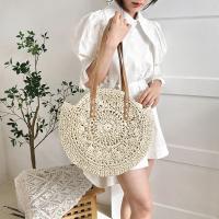 Bolso redondo de paja tejido a la moda, bolso de mano bohemio hecho a mano, bolso de hombro tejido de gran capacidad hueco, bolso de viaje - details 8