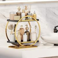 Soporte Circular de baño de oro negro, estante de almacenamiento para el cuidado de la piel, estante para cosméticos, organizador de maquillaje para dormitorio, ahorro de espacio - details 4