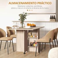 Mesa Plegable de Comedor Mesa de Cocina Plegable con Ruedas Alas Abatibles y Estantes para 4-6 Personas 75x140x74 cm Cemento Gris - details 22