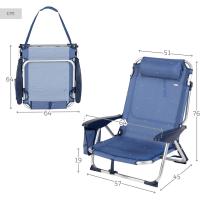 Silla de Playa Plegable y Reclinable en Azul Marino 5 Posiciones, Tamaño 51 x 45 x 76 cm, Peso Máximo 110 Kg, Material Aluminio, Antivuelco - details 6