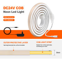 Tira de luces Led COB de alto brillo para habitación, cinta Flexible impermeable para iluminación de jardín, 12V, 24V, 320Led/m - details 5