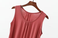 Camisetas sin mangas de talla grande con pliegues sueltos para mujer, camisetas sin mangas de Modal, ropa de casa de color sólido, chaleco de fondo XL a 6XL - details 13