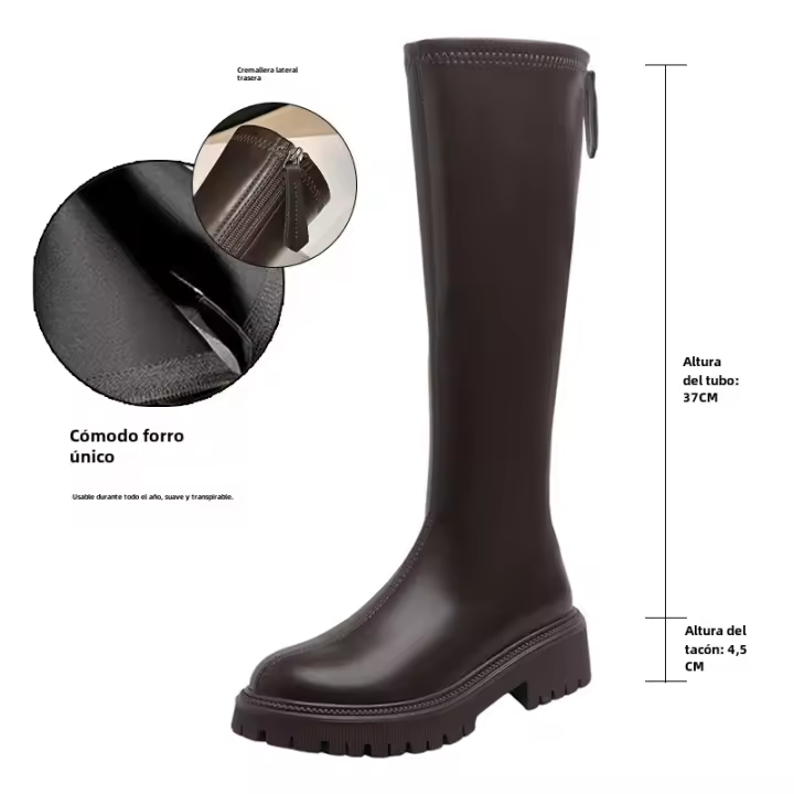 Botas ajustadas marrones de estilo británico de realce interior versátil de suela gruesa Botas de caballero - 1