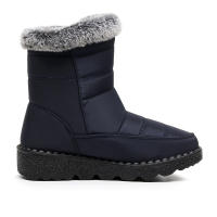 Botas de nieve de felpa para exteriores, botines de algodón de caña media con velcro ensanchado para mujer, botas de algodón impermeables para mujer - details 1
