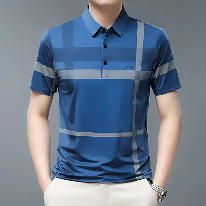 2025 nueva camisa polo de verano de manga corta, camiseta simple de negocios para jóvenes, ropa holgada de talla grande para hombres - 1