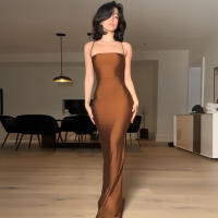Vestido largo rojo ajustado para mujer, ropa elegante para fiesta, cumpleaños y discoteca, artículos al por mayor para negocios, verano 2024 - details 15