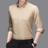 Nueva camisa informal de negocios de manga larga de Color sólido resistente a las arrugas cómoda para todas las estaciones Top versátil - details 2
