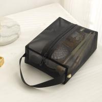 Bolsa de maquillaje de malla portátil informal, bolsa de cosméticos transparente con cremallera ligera, bolsa de aseo de almacenamiento cuadrada de gran capacidad, bolsa de viaje - details 6
