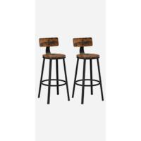 Juego de Mesa y Taburetes de Bar, Mesa de Desayuno con 2 taburetes, Marco de Acero, Industrial, Marrón Rústico y Negro Tinta LBT218B01 - details 12