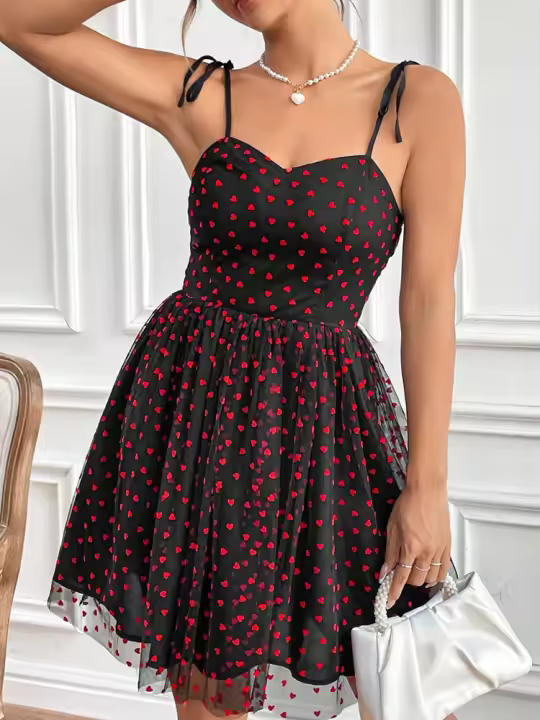 Vestido adelgazante francés para mujer, prenda adelgazante con estampado de amor y temperamento, para primavera y verano, novedad de 2024 - 1