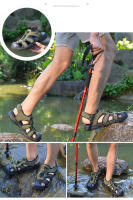 Sandalias de cuero de verano para hombre, zapatos de playa transpirables, cómodas sandalias suaves para caminar y senderismo, sandalias atléticas antideslizantes para exteriores - details 16