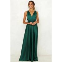 Vestido largo de seda de Color sólido profundo de Amazon, vestido de noche sin mangas de nuevo estilo de verano para mujer para banquetes - details 11