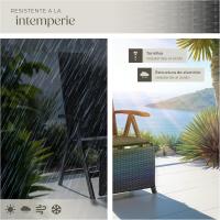Respaldo Ajustable y Reposapiés, Silla Conjunto Jardín Exterior, Muebles Jardín Exterior Resistentes a Intemperie, Reposabrazos en Madera - marrón - details 22