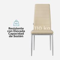Sillas de Comedor de 4 Piezas Elegantes Resalto Alto, Asiento Ergonómico, Diseño con Costuras Decorativas Material de Piel Sintética, Estructura de Acero - details 19