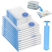 Bolsas al vacío 15 unidades bolsas de almacenamiento de viaje más gruesas bolsas de ropa 5 XXL+5 XL+5 L reutilizables para ropa, edredones, ropa de cama, almohadas, mantas de lana, cortinas, - details 0