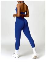 Sujetador deportivo con cuello Halter para mujer, Top fruncido de alto soporte para gimnasio, ropa de entrenamiento, corsé de - details 6
