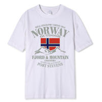 Camiseta de Algodón para Hombres Cuello Redondo, Manga Corta, Diseño de Bandera Noruega, Montañas Fjord, Estilo Hip-Hop Loco, Talla Grande, Verano - details 5