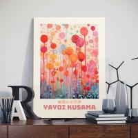 Póster de pintura en lienzo de Yayoi Kusama japonés Vintage enmarcado, exposición de flores abstractas, impresión artística, Mural de decoración del hogar para pared del dormitorio - details 6