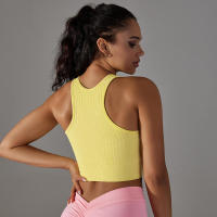 Tops de yoga para mujer, top de gimnasio sexy, sujetador informal a rayas sin costuras, ropa interior transpirable, top para correr - details 6