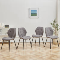 EGOONM-Sillas de comedor tapizadas de tela de lino acolchadas, patas de Metal para balcón, restaurante y comedor, 4 unidades - details 5