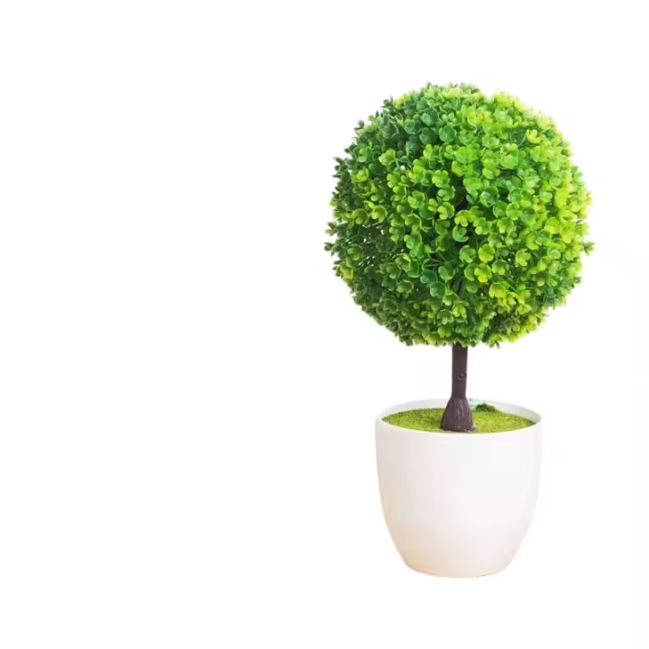 Plantas artificiales en maceta, bonsái verde, bola de nieve Sakura, plantas de árbol pequeño, flores falsas, adornos en maceta, decoración del jardín del hogar - 1