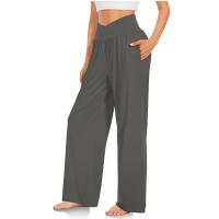Pantalones De Algodón Y Lino Para Mujer Estilo Casual Cintura Baja De Temporada Todo El Año Pantalones Rectos Caídos De Pierna Ancha Color Sólido De Media Altura - details 14