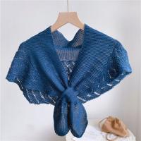 Moda suave elegante Vintage Color sólido espesar estilo coreano chal mujeres bufanda tejida collares falsos envoltura para el cuello - details 5