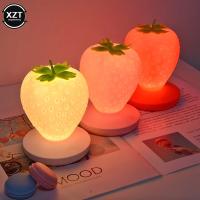 Lámpara LED de fresa para dormitorio, luz nocturna de silicona con Sensor táctil, recargable por USB, regulable, idílica, para decoración de casa - details 0