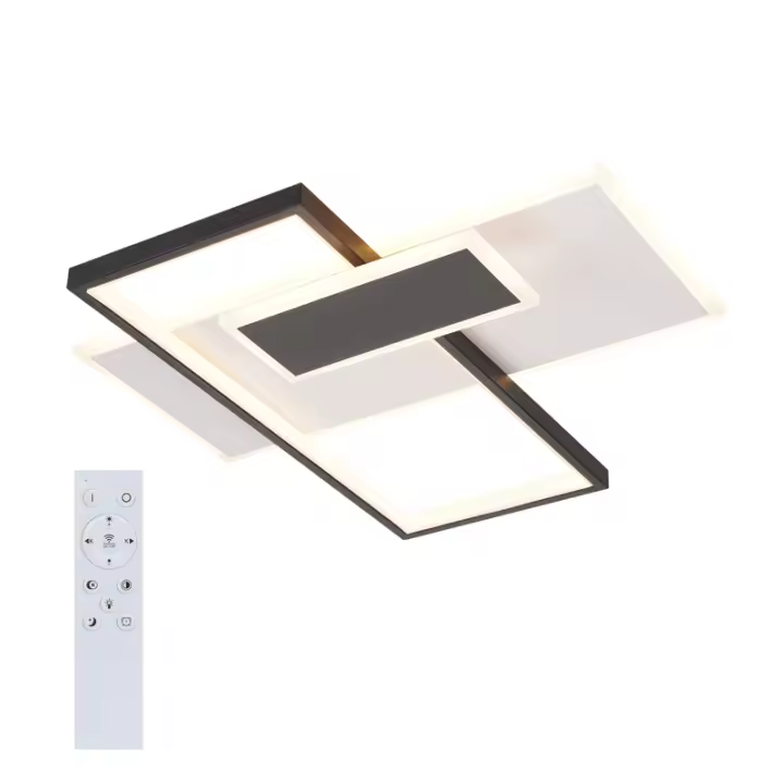 CBJKTX Lámpara de Techo LED Regulable para Sala de Estar 62W con 2 Focos de Techo, Negra, con Control Remoto - 1