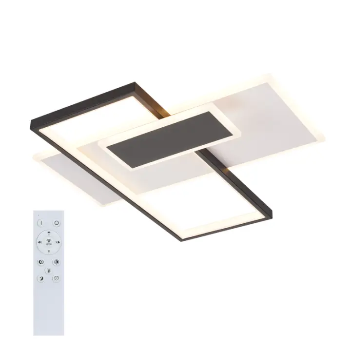 CBJKTX Lámpara de Techo LED Regulable para Sala de Estar 62W con 2 Focos de Techo, Negra, con Control Remoto - 1