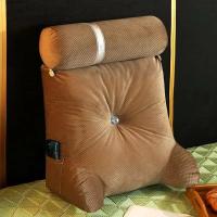 Almohada de respaldo de terciopelo con brazos para sentarse en la cama, cojín para descansar, cuña grande para niños y adultos - details 2