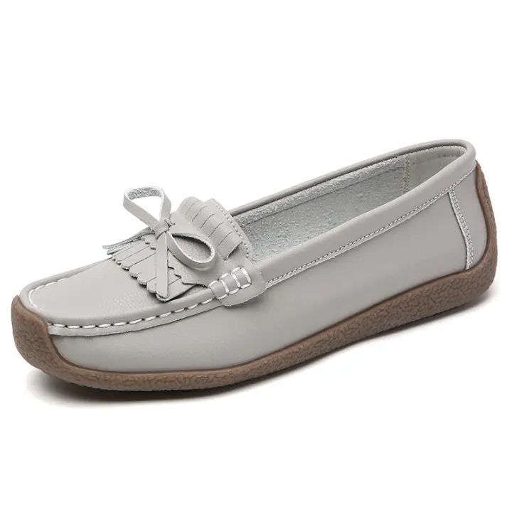 Zapatos de navegación sin zapatos de cuero casual para mujer, cómodos y de moda - 1