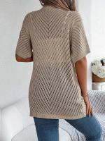 Cárdigans de punto de manga corta de color sólido casual para mujer - details 21