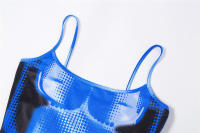 BUNO-Vestido estampado con tirantes para niña, prenda informal de vacaciones, ajustada, larga, a la cadera, de verano - details 12