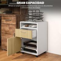 Mueble de Oficina Móvil con Cajón y Gabinete Soporte de Impresora con Ruedas Tamaño 40x35x60 cm - details 3