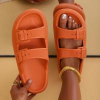 Zapatillas suaves con hebilla a la moda para mujer, sandalias deslizantes con plataforma de almohada para mujer, zapatilla de casa antideslizante Eva para parejas, novedad de verano 2023 - details 7