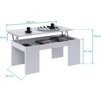 Mesa de Centro Elevable, Mesita de Salon Comedor, Acabado en Gris Ceniza, Medidas: 100 cm (Largo) x 50 cm (Ancho) x 43-54 cm (Alto) - details 19