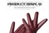 Guantes de piel de oveja para mujer, manoplas cortas de terciopelo fino para pantalla táctil, de cuero, de buena calidad, para invierno, 2226 - details 18
