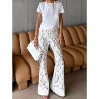 Pantalones acampanados de diseño hueco de moda de cintura alta para mujer - details 2