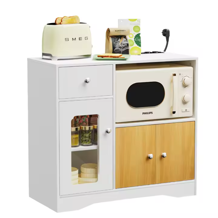 Rcynview Buffet de cocina - marca - muebles con microondas y estante de cajón - marrón - adulto - 1