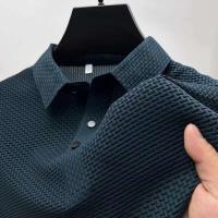 Nueva camisa Polo de color liso, combinada con un tejido vaquero informal de manga corta, cómodo y transpirable, adecuado para el verano - details 8