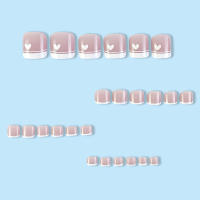 24PCS,Uñas de estilo francés para mujeres y niñas,Uñas postizas reutilizables,Dulce y encantador,Salón de uñas - details 6