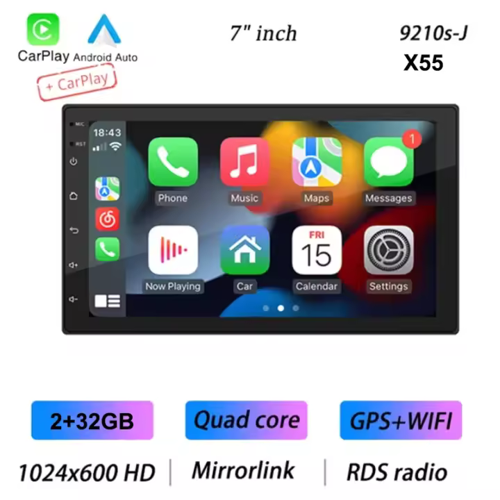 Universal 7 9 10 pulgadas Reproductor Multimedia GPS WIFI inalámbrico CarPlay Android Auto Android 13 2 Din Radio FM - 1