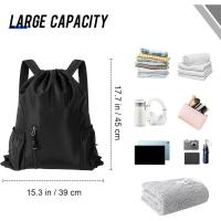Mochilas de cuerdas, Mochila deportiva ligera de nailon impermeable, bolsa de gimnasio con cordón para hombres y mujeres, Bolsa de - details 0