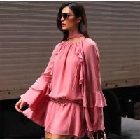 Vestidos elegantes lisos de encaje con múltiples unces, vestidos elegantes holgados con cuello de pico, batas de manga larga para mujer nueva, vestido de vacaciones para ir al trabajo de verano 2025 - details 18