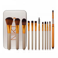 12 correctores de pinceles fundación sombra de ojos caja de hierro maquillaje belleza pinceles set herramientas - details 0
